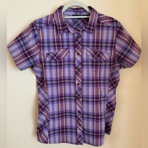 Eastern Mountain Sports Women's Plaid Button Down Sport Shirt Size Large EUC